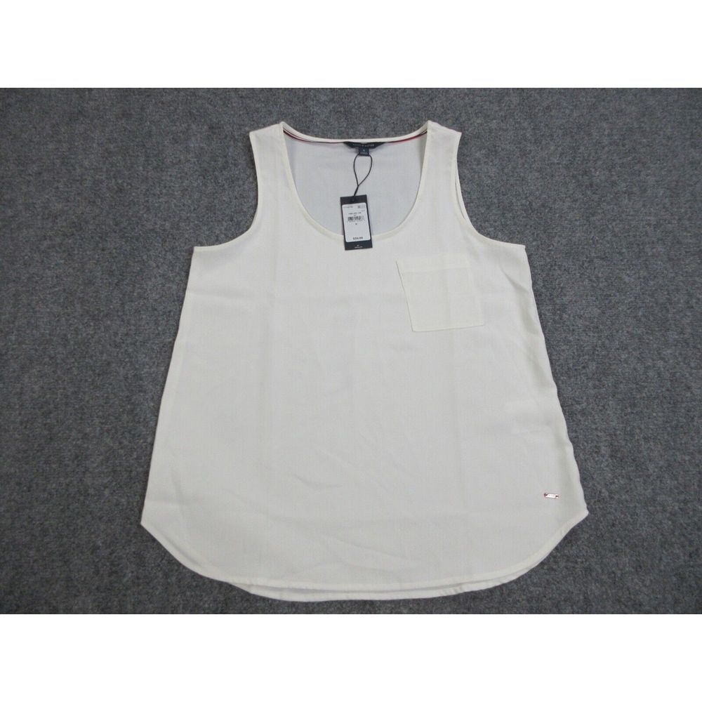 Tommy Hilfiger Shirt Womens Medium White Sleeveless Lightweight‎ Preppy Tank Top